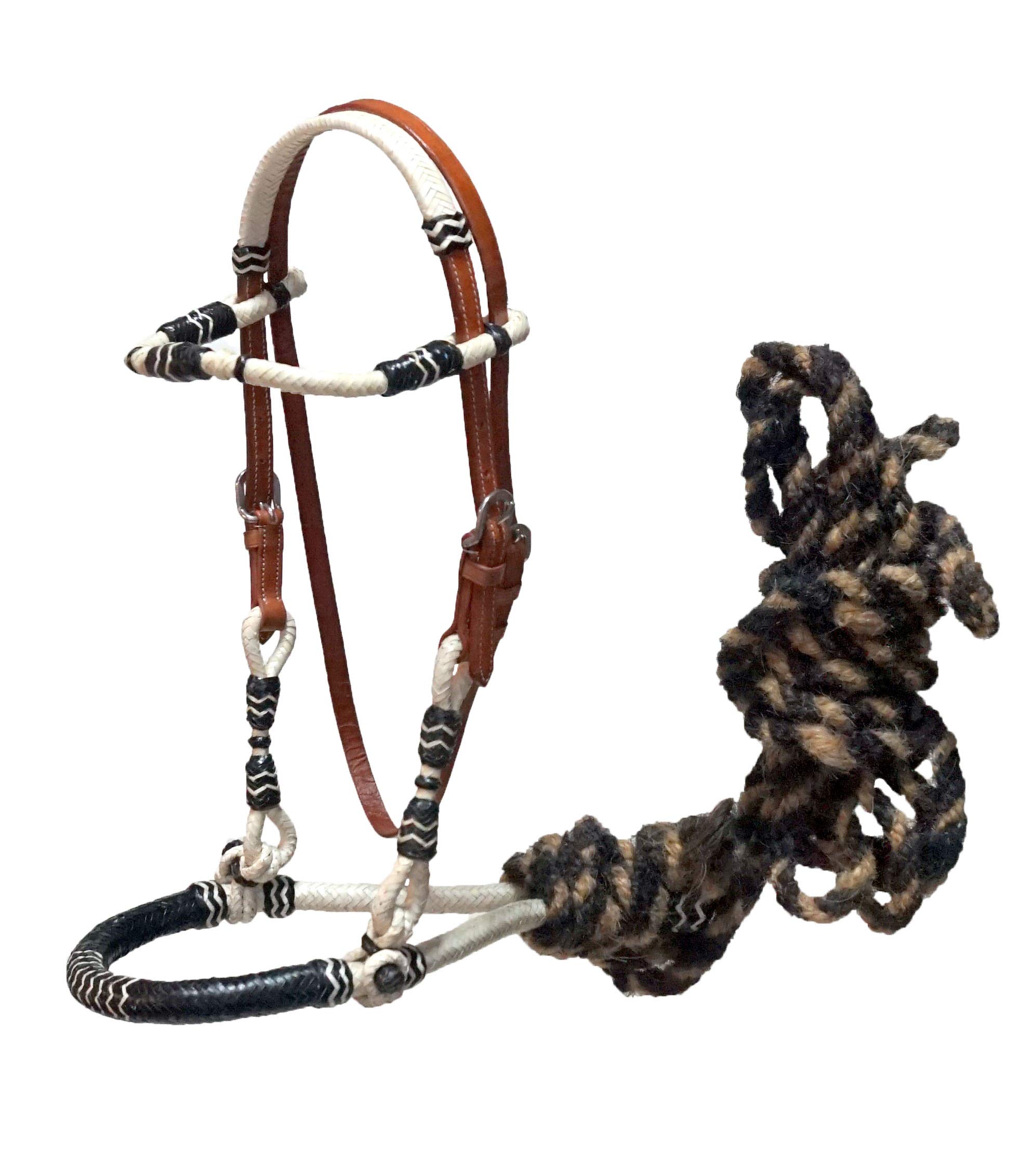 Leather Show Stopper Headstall + Rawhide Braided Bosal - Ranch Hand Store